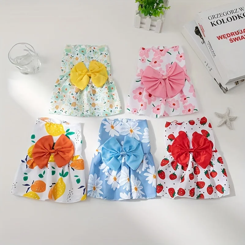 Vestido de perro de princesa dulce, falda de cachorro para razas pequeñas, tela de punto de poliéster para todas las estaciones, estilo jersey, verano, Sprin - imagen 3