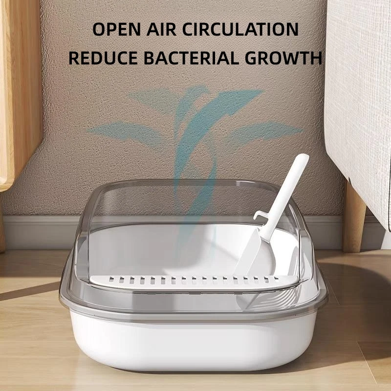 Caja de arena semicerrada para gatos, Arenero de gran capacidad para mascotas, bandeja a prueba de salpicaduras, inodoro para gatos, limpieza, lavabo, suministros - imagen 5