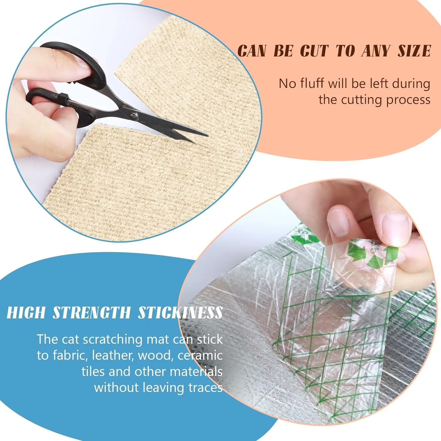 Alfombra autoadhesiva recortable para enrejado de gatos, muebles de pared para gatos, escalones, cubierta de poste rascador para gatos, suministros para mascotas, cama para gatos - imagen 5