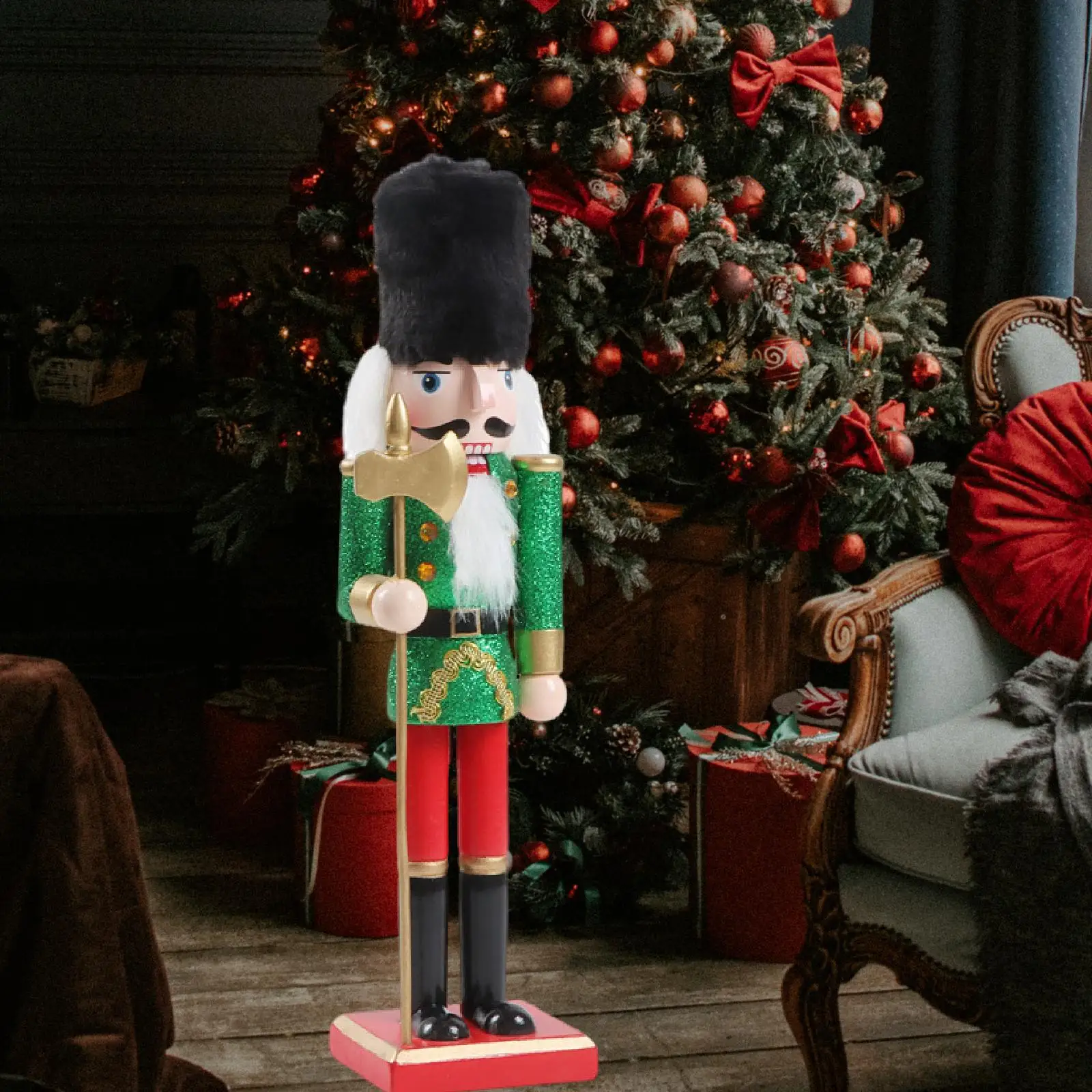 Estatua de Cascanueces, escultura de madera, estatuilla navideña para decoración del hogar, regalo de cumpleaños, adorno de mesa para escritorio, gabinete y oficina - imagen 5