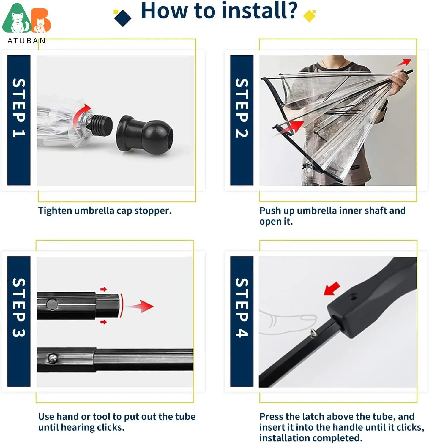 ATUBAN Correa de paraguas para mascotas, resistente a la lluvia, a prueba de nieve, correa de paraguas para perros pequeños, correa ajustable para perros, mango en forma de J - imagen 2