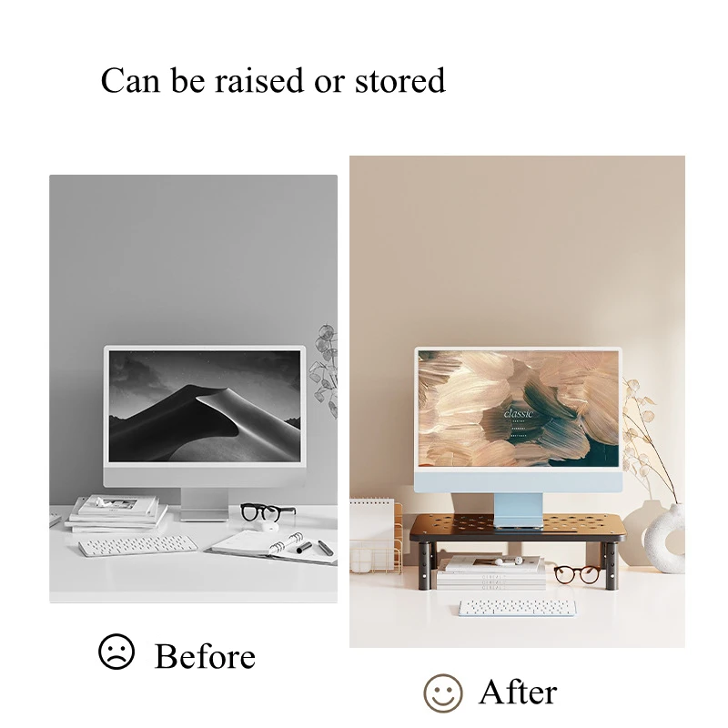 Soporte ajustable para Monitor de ordenador, ángulo de visión elevado, soporte para Monitor de ordenador, alivio del estrés, estante de almacenamiento creativo para escritorio, oficina - imagen 2