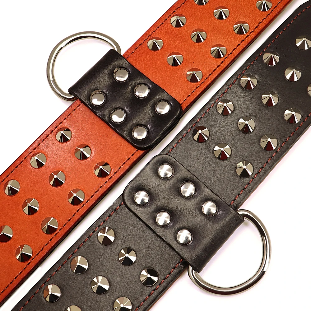 Collar de perro de cuero genuino, collares ajustables duraderos para perros, Collar de Pug de pastor Pitbull de cuero Real mediano y grande para perros - imagen 3