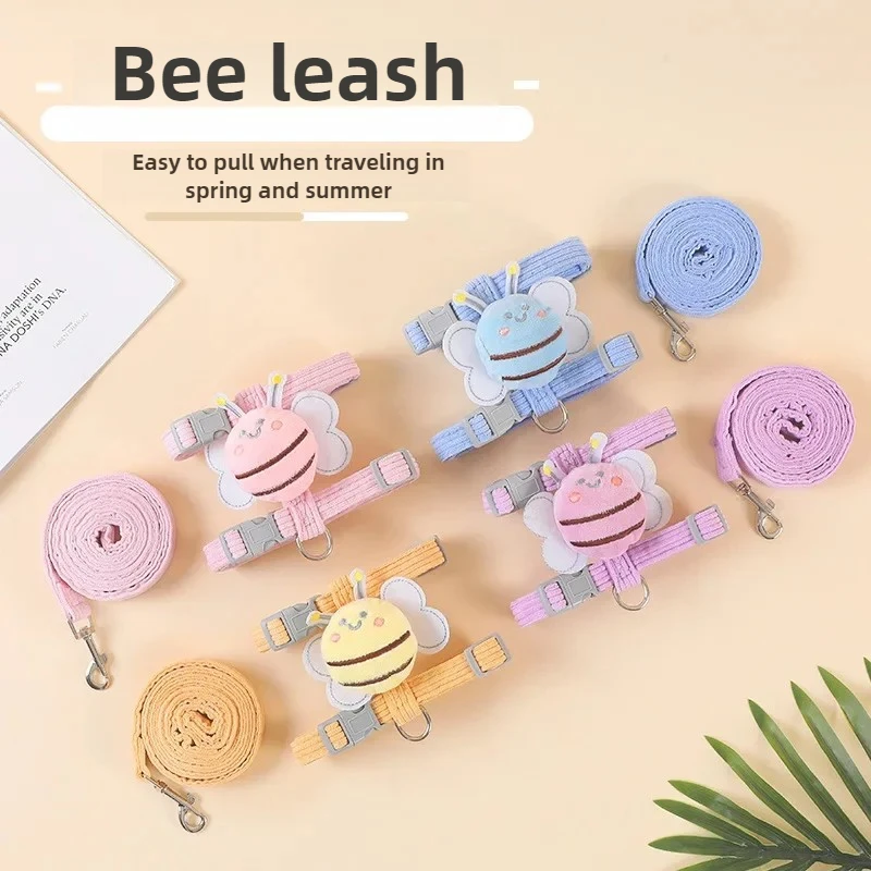 Productos para mascotas, cuerda de tracción para gatos con abeja pequeña, sin rotura, correa para el pecho ajustable en forma de I, cuerda para gatos