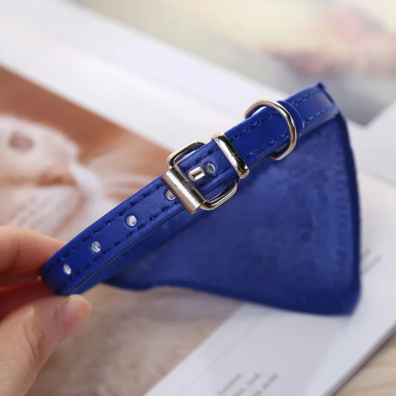 Collar de perro de gato de PU con bufanda para perros pequeños y medianos Chihuahua Corgi cachorro collares ajustables suministros para mascotas accesorios para perros - imagen 4