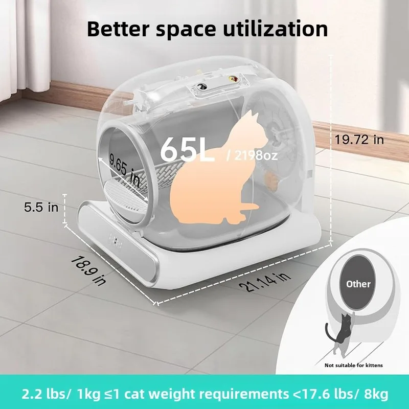 Caja de arena inteligente automática para gatos, suministros de autolimpieza, caja de arena desodorizada totalmente cerrada, productos de limpieza para mascotas, accesorios - imagen 3