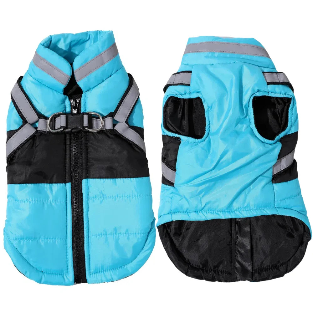 Ropa cálida de invierno para perros pequeños y medianos, chaqueta a prueba de viento para mascotas con arnés reflectante, abrigo para exteriores, Yorkshire, Chihuahua - imagen 3