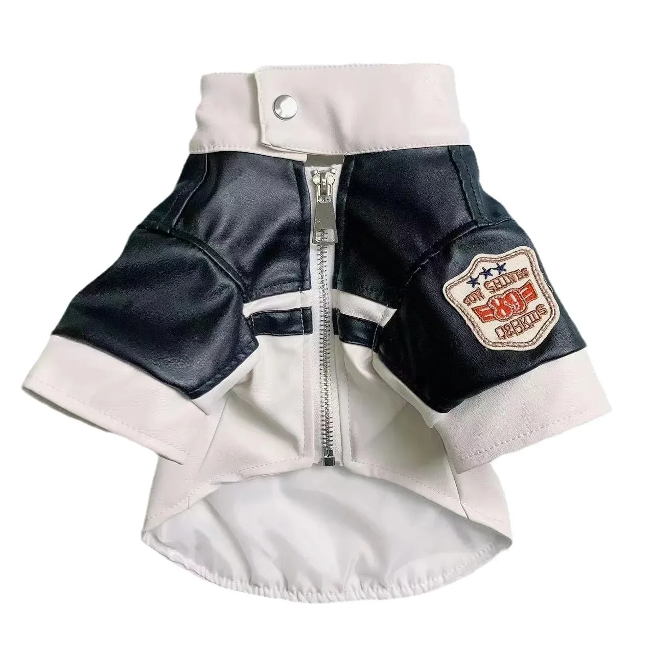 Abrigo de cuero empalmado para motocicleta de otoño/invierno para mascotas, ropa para perros y gatos, abrigo bonito de oso de peluche, ropa para cachorros pequeños - imagen 5