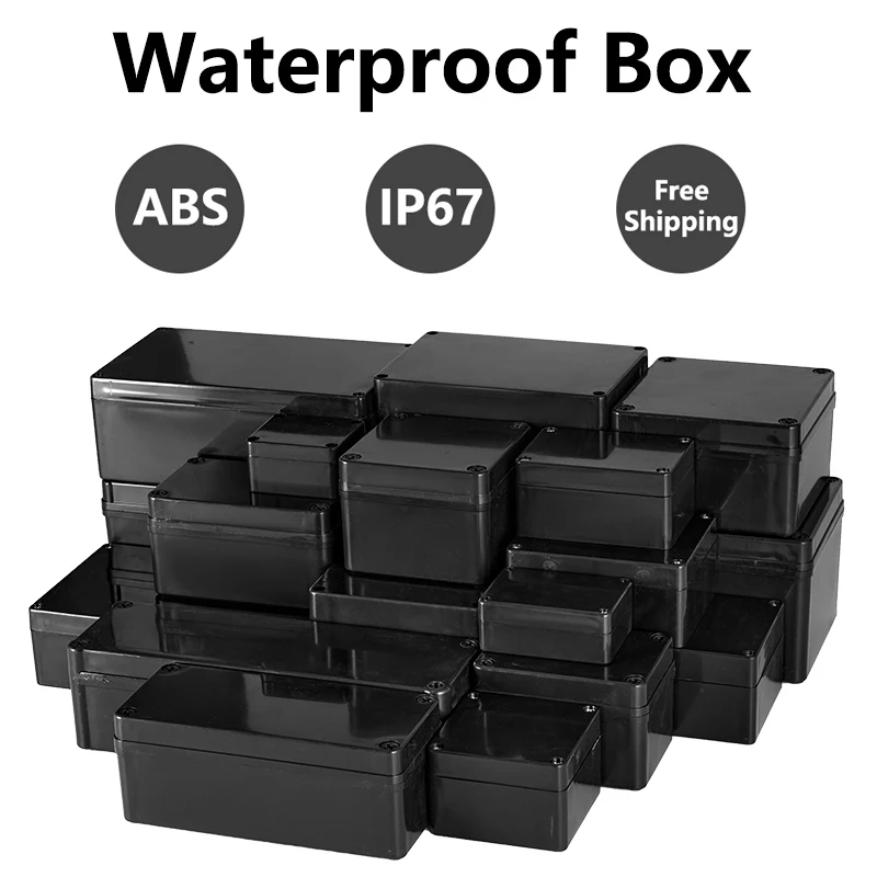 Caja negra, caja impermeable para exteriores, caja de plástico, caja de proyectos electrónicos, caja de conexiones impermeable para instrumentos