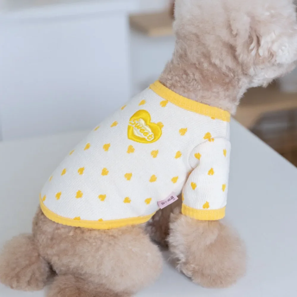 Camisa Base bordada de amor en casa para otoño e invierno, camiseta bonita, ropa para mascotas, ropa para gatos, ropa para mascotas, ropa para cachorros de peluche - imagen 4