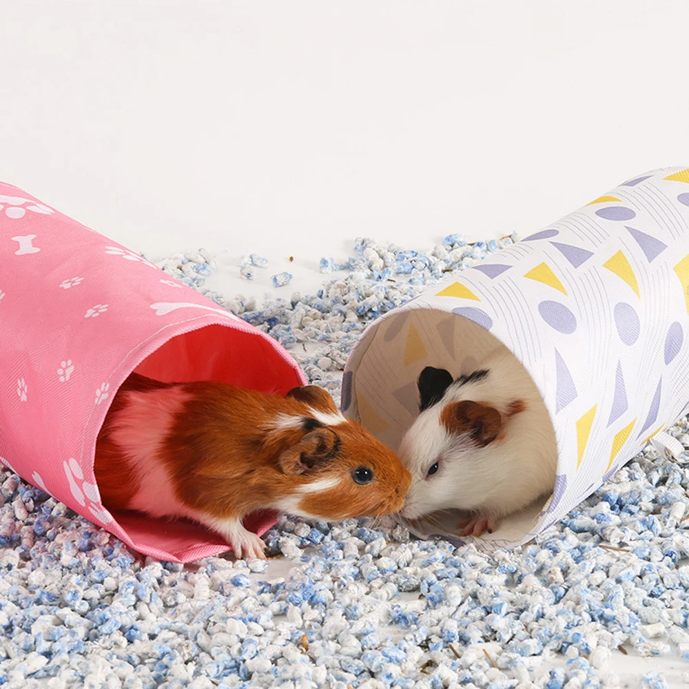 Túnel plegable con estampado para hámster, juguete colgante para hurón, túnel de juguete para animales pequeños, jaula para hámster, accesorios para conejillo de indias, 1 ud. - imagen 2