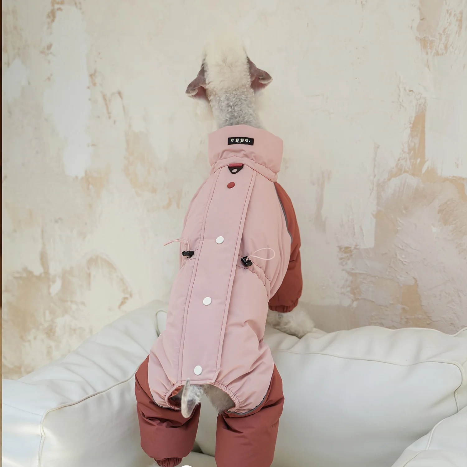 Abrigo de plumón azul cálido de cuatro patas de invierno para galgo italiano Chaqueta rosa de cuello alto ajustable suave transpirable impermeable a prueba de viento para Bedlington en clima frío fácil de limpiar - imagen 4