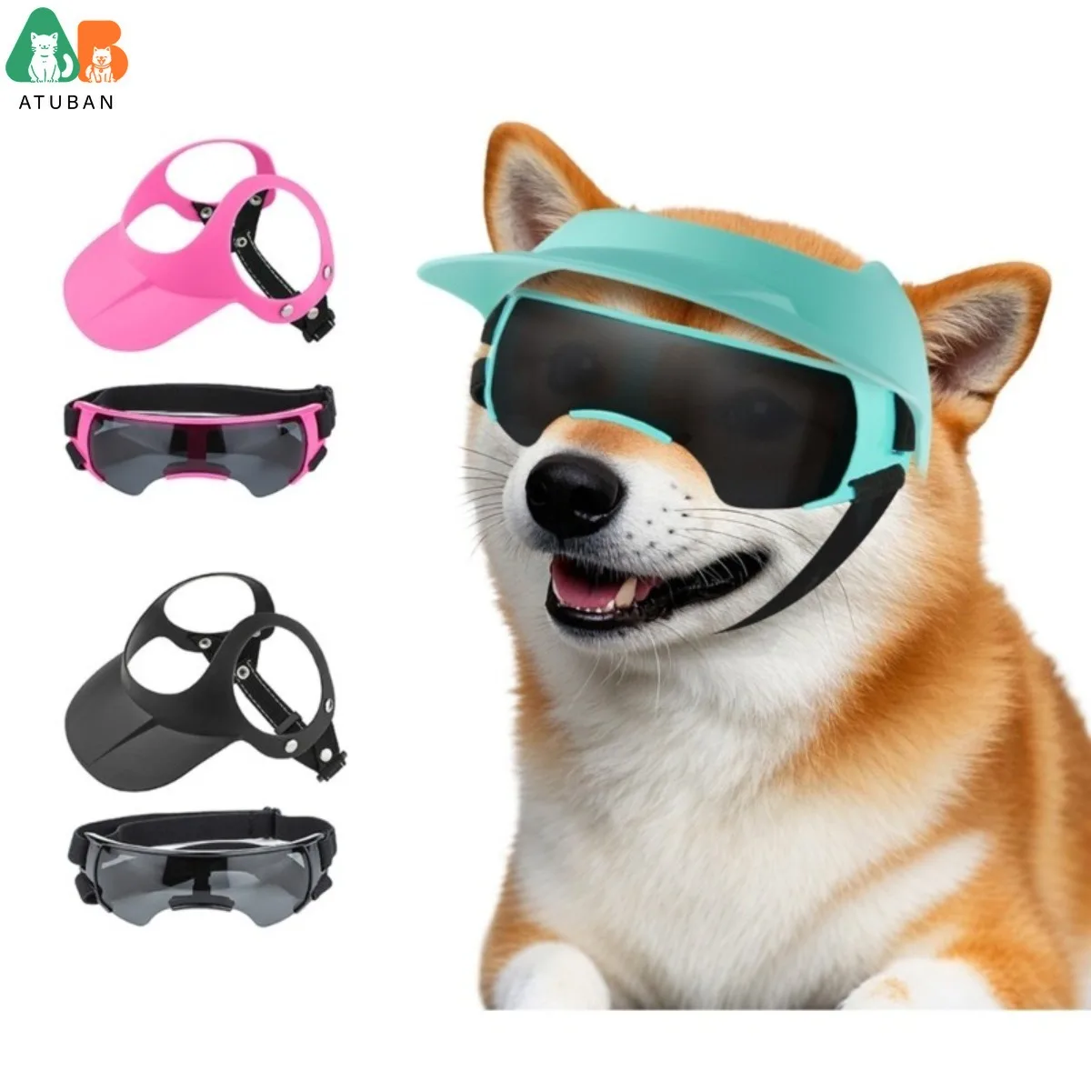 ATUBAN-Sombrero para el sol para mascotas, combinación de gafas para perros, sombrero con protección solar para primavera y verano, accesorios de ajuste de oreja - imagen 3