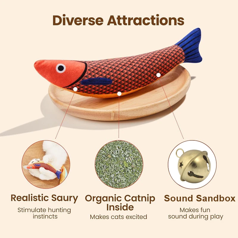 Juguete interactivo para gatos con hierba gatera y peces realistas - imagen 2