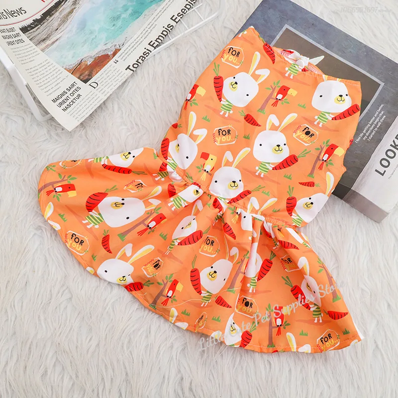 Falda con tirantes de gato Sphynx de algodón de verano, vestidos de princesa con flores de amor para mascotas, Gotas Katten Kedi, vestido para perros, ropa para mascotas - imagen 4