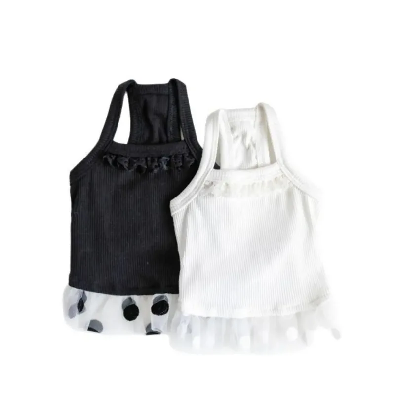 Ropa fina para mascotas, chaleco de primavera y verano, falda esponjosa de malla, camisola cómoda y fresca de lunares, chaleco para perros y gatos, ropa para perros pequeños - imagen 5