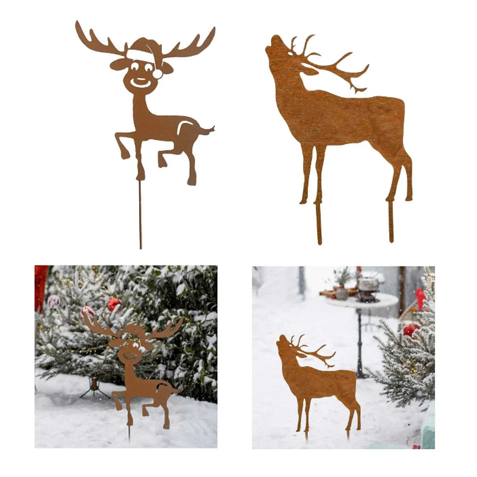 Garden Stake Statue,Decorative,Waterproof,Reindeer Metal Silhouette Christmas Decoration Yard Sign for Courtyard Xmas Pathway