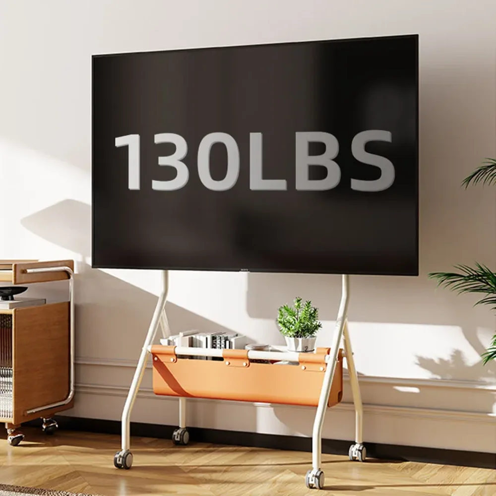 Carro de TV móvil para TV de 32-70 pulgadas, soporte de TV móvil portátil de piso resistente ajustable en altura con ruedas y bolsa de almacenamiento de PU - imagen 2