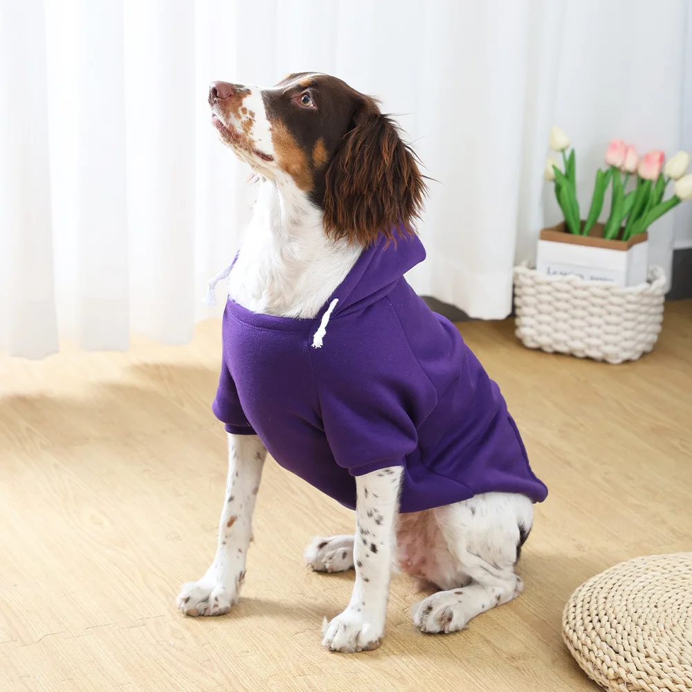 Sudaderas con capucha para perros, temporada de otoño e invierno, ropa para perros grandes, bolsillo con cremallera sólida, chaqueta Labrador de Bulldog Francés, ropa para cachorros - imagen 5