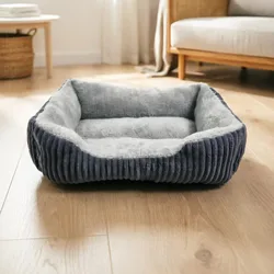Cama sofá de felpa para perros pequeños y medianos, color gris