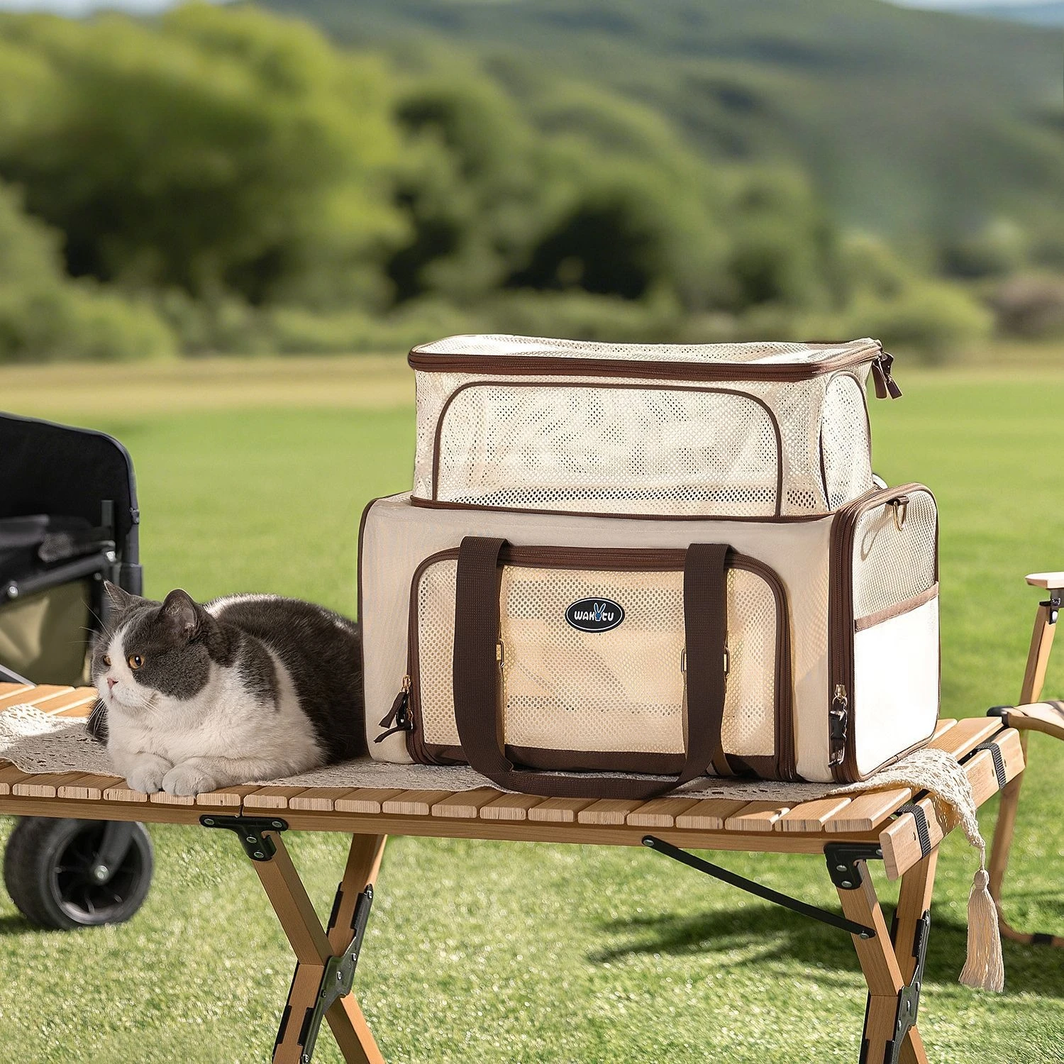 Transportín expandible para gato: bolsa de viaje transpirable - imagen 3