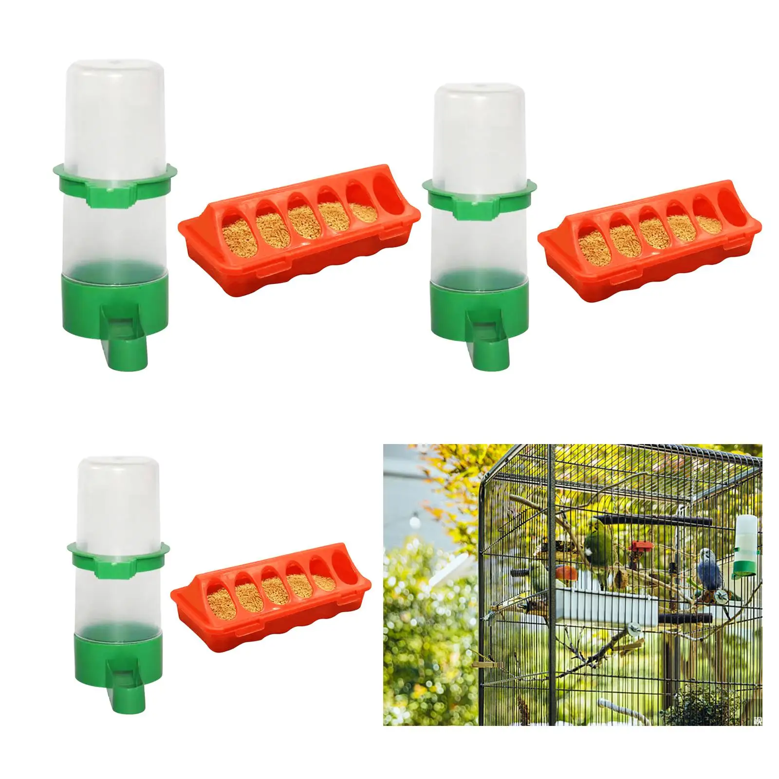 Food and Water Feeder Set Small Animals Feeding Bucket Bird Watering Bottle Food and Water Feeder Set Small Animals Feeding Bucket Bird Watering Bottle