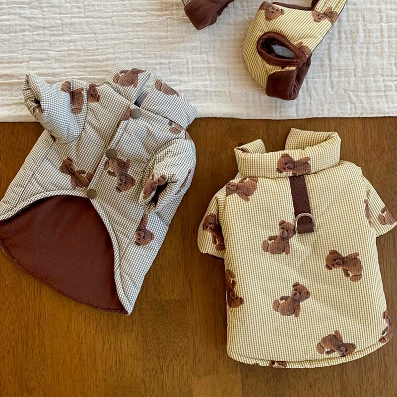 Chaqueta de algodón para mascotas, ropa para perros medianos y pequeños, abrigo de moda con capucha, suéter cálido para gatitos, cachorros, Bulldog, caniche, maltés, Otoño e Invierno - imagen 4