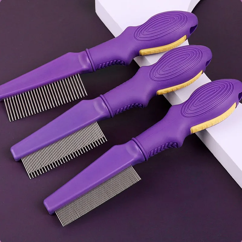 Peine para perros, cepillo de masaje para perros, removedor de pelo para mascotas, peines de dientes densos para gatos, limpieza de nudos, cepillo de aseo para perros, peine, suministros para mascotas - imagen 3