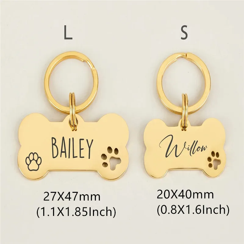 Placa de identificación personalizada para perros y gatos, collar antipérdida de acero inoxidable con grabado gratuito - imagen 4