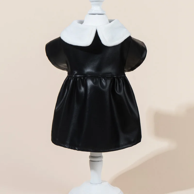 Inter Fall Vestido de cuero cálido para perros Vestido de princesa con collar para perros pequeños Teddy, ropa para mascotas Bichon Frise - imagen 5