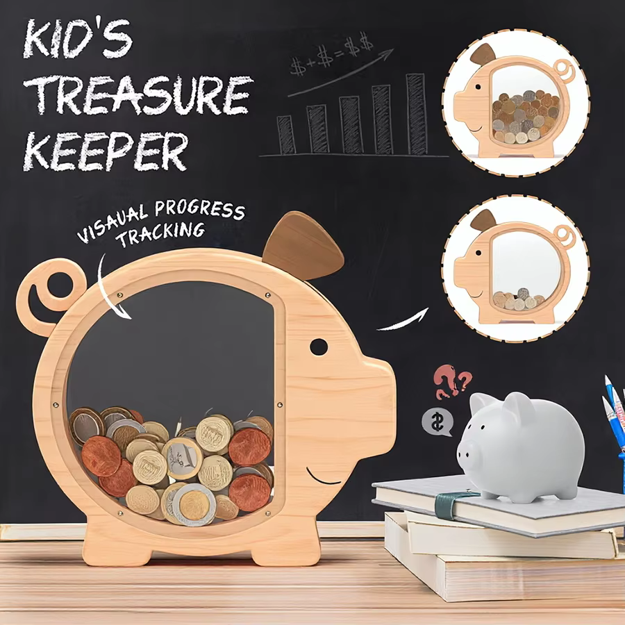 Hucha transparente con cerdito acrílico para gatos y perros - imagen 5