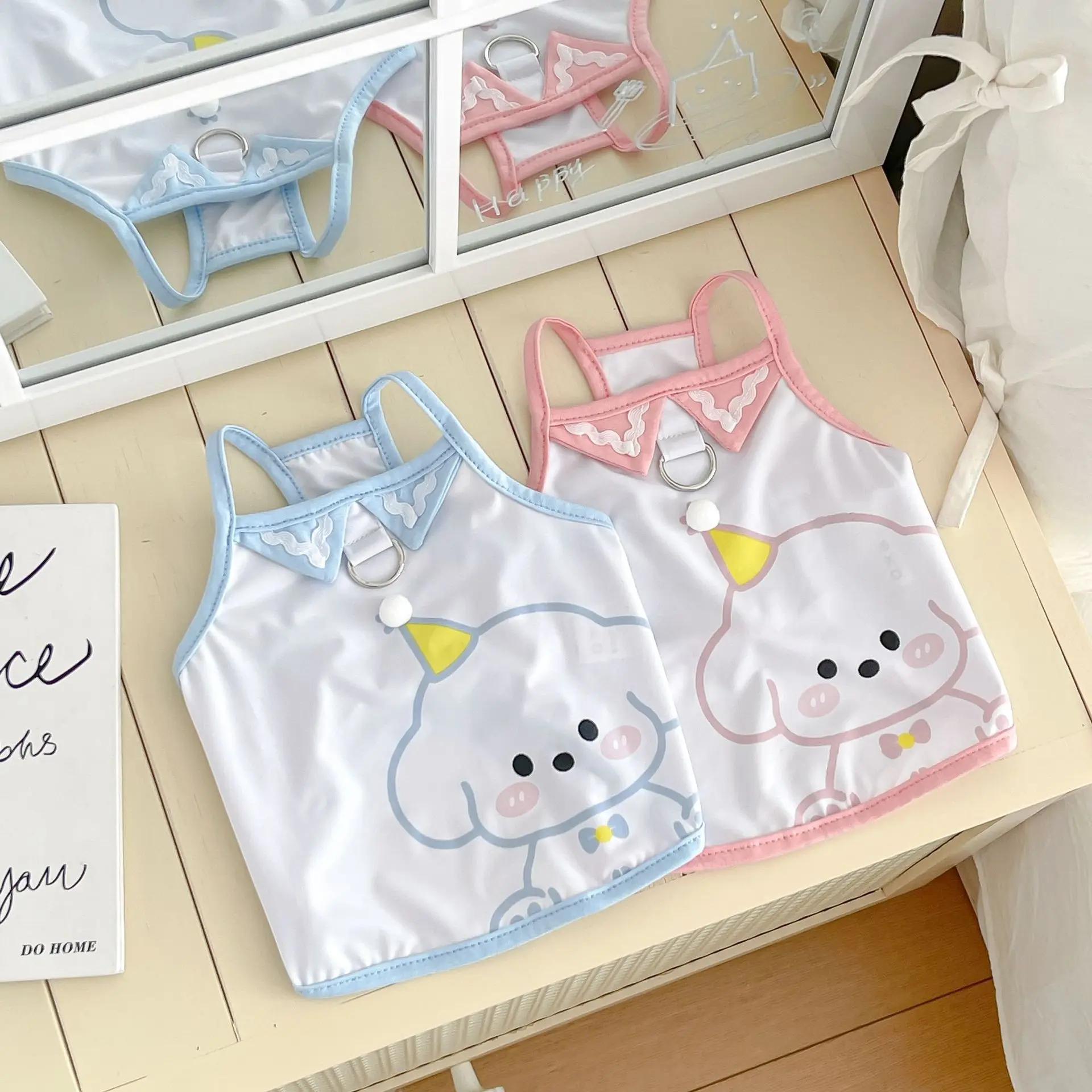 Correa de resorte para mascotas, camiseta sin mangas con correa para mascotas, protector solar transpirable para exteriores, ropa para perros pequeños - imagen 2