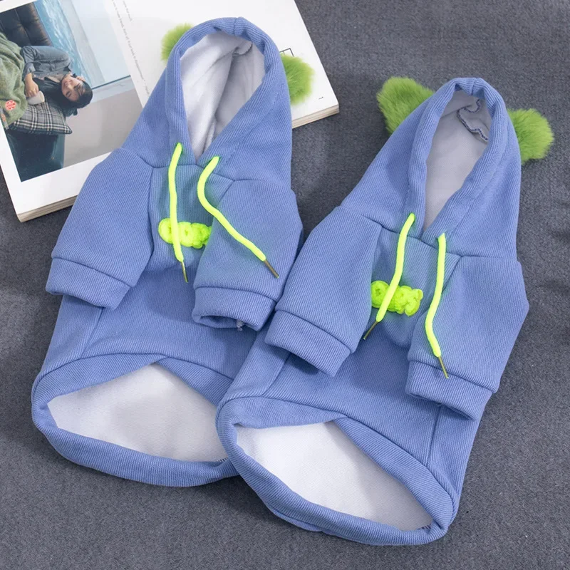 Ropa para perros Perros pequeños Gato Otoño e Invierno Sudadera con capucha cálida Ropa para perros Pug Ropa para cachorros Suministros lindos Productos Accesorios - imagen 3