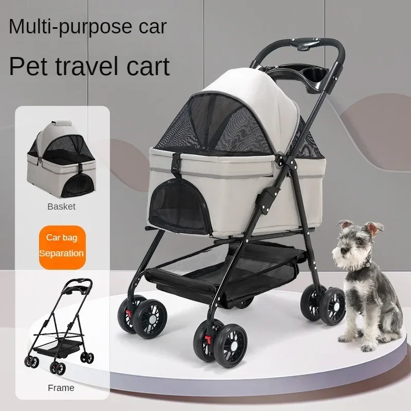 Cochecito para mascotas, cochecito de bebé de peluche para perros y gatos, carrito pequeño para mascotas al aire libre, ligero y plegable para viajes al aire libre, portabebés - imagen 2