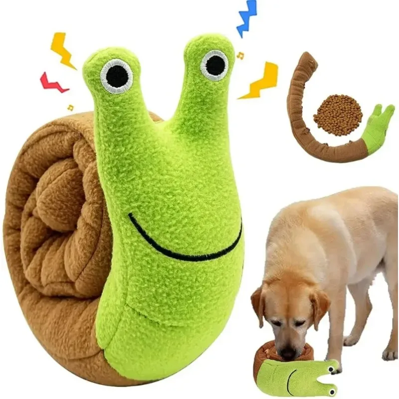 Juguetes chirriantes para perros, juguetes de caracoles de peluche para olfatear mascotas, rompecabezas molares de comida tibetana, juguetes interactivos para perros, juguete rompecabezas, alimentador, suministro para mascotas - imagen 4