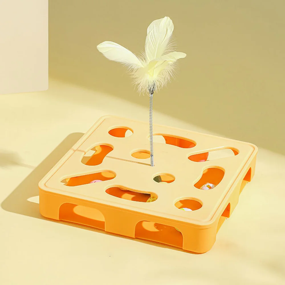 Juguete: Teaser de campana de plumas autopulente: juguete interactivo de rompecabezas para gatitos para aliviar el aburrimiento, juguete para mascotas - imagen 2