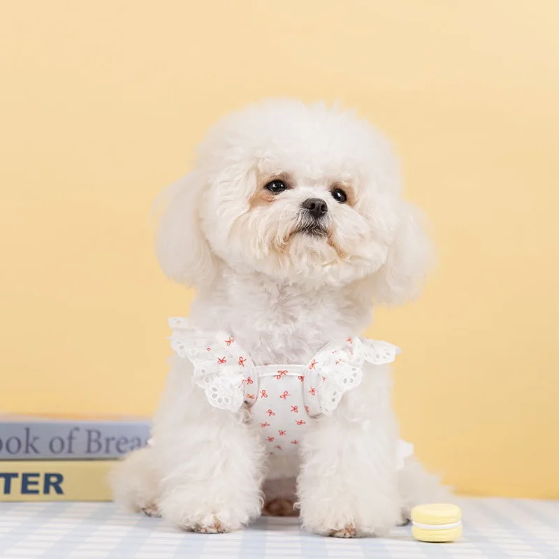 Vestido de encaje de princesa para mascotas, ropa para perros, novedad de verano, vestido para cachorros, falda con tirantes de peluche Yorkshire, chaleco a rayas a la moda para mascotas, Sarees - imagen 4