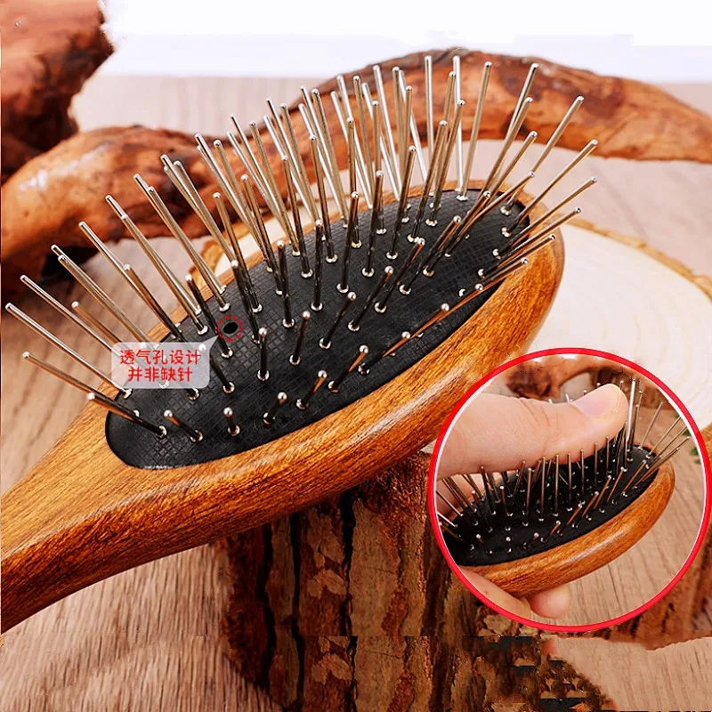 Cepillo de madera antinudo para gatos y perros – Peine suave - imagen 2