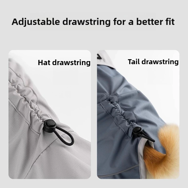 Chubasquero impermeable para perros, protección del vientre y los pies, chaqueta con capucha con correa reflectante, mono para mascotas fácil de limpiar, suministros para exteriores - imagen 4