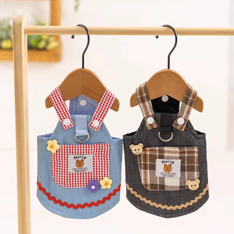 Ropa vaquera para perros verano 2025, nuevo estilo, vestido vaquero para perros, disfraz de perro a la moda para perros pequeños, tirantes para mascotas, falda para perros y gatos