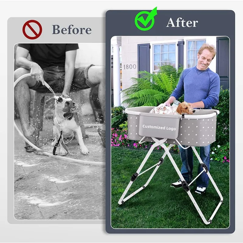 Bañera de altura ajustable para mascotas, bañera Universal para interiores y exteriores, estante de baño multifuncional para perros y gatos - imagen 2