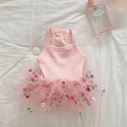 Vestido cereza y fresa para perros Chihuahua, Bulldog Francés y gatos