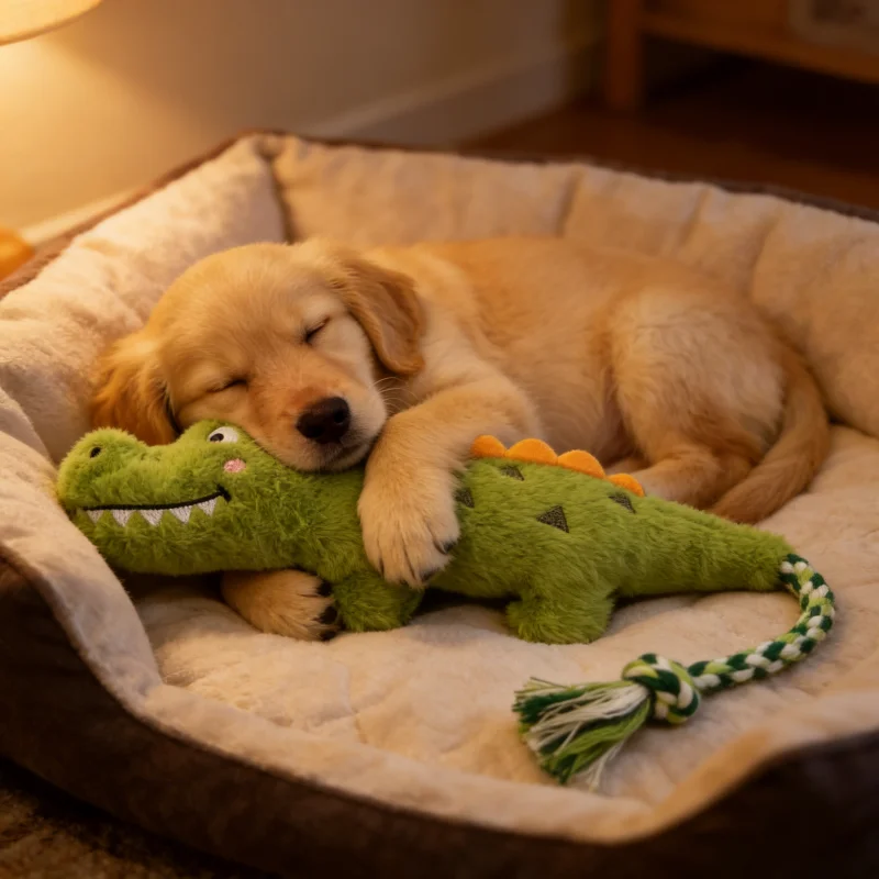 Juguete cocodrilo para cachorros – Cuerda masticable y peluche resistente - imagen 3