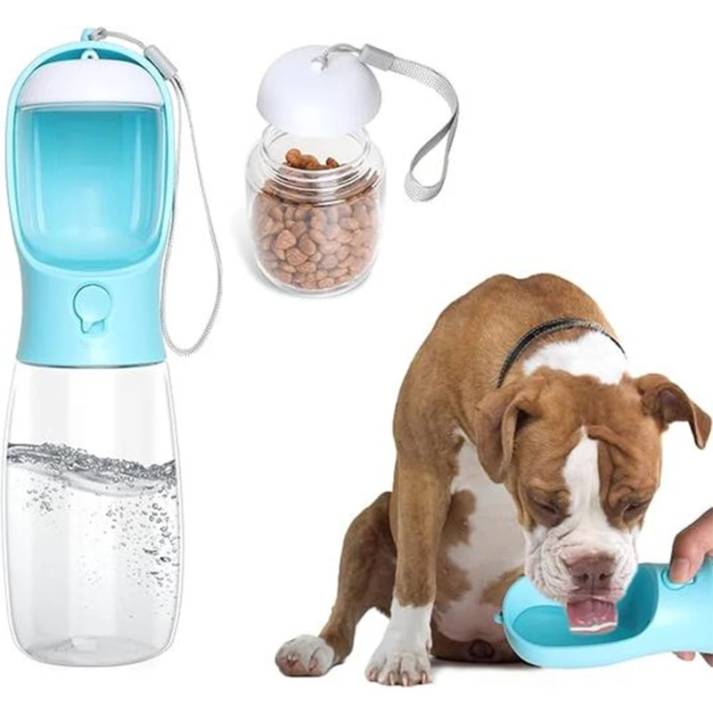 Botella de agua portátil para perros y gatos con almacenamiento de alimentos y contenedor de agua para cachorros, cuenco alimentador para perros, suministros para mascotas de viaje al aire libre - imagen 2