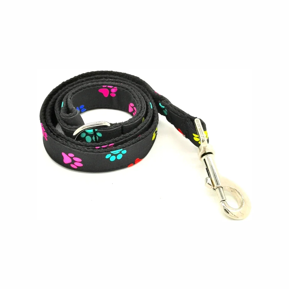 Collar de perro personalizado con grabado gratuito, correa para mascotas a juego, hebilla de Metal de contactos personalizados, Collar de patas grises arcoíris - imagen 3