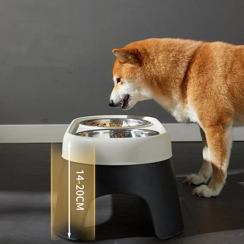Nuevo Alimentador elevado para perros, cuenco elevado de acero inoxidable antigolpes para perros, cuencos elevados para perros y gatos - imagen 3