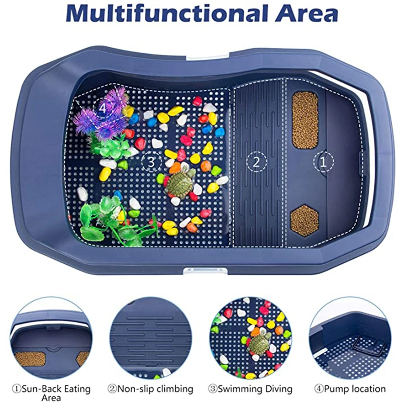 Tanque de acuario para tortugas, diseño de capa de filtro ecológico para reptiles, evita Escape, terrario brasileño - imagen 4