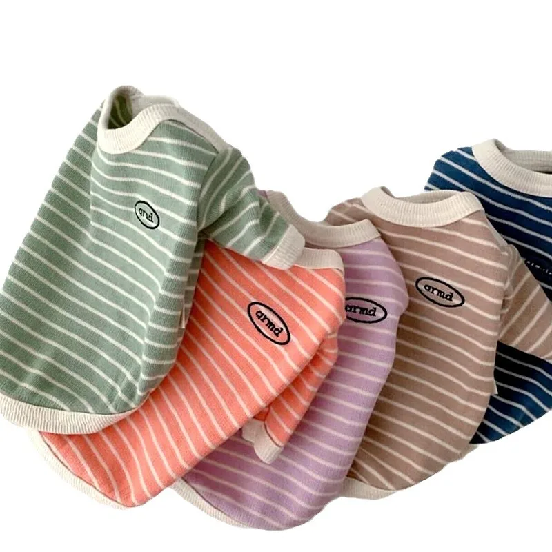 Polo de lujo para mascotas, ropa fresca de verano para perros, sudadera a rayas para perros, camisa transpirable para gatos, disfraces para mascotas, chaleco Simple para perros - imagen 5