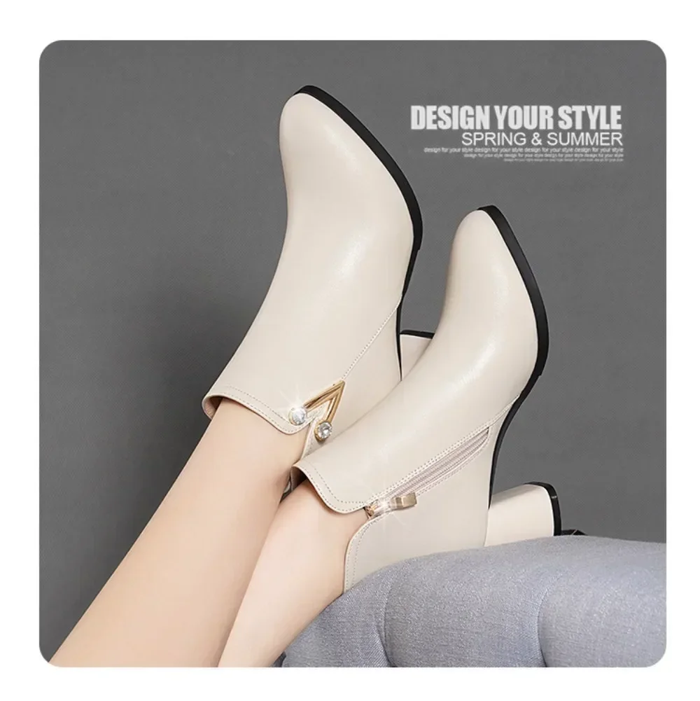 Botines de cuña para Mujer, zapatos de aumento de altura, tacones altos, botines de diamantes de imitación, moda de invierno, nuevo - imagen 3