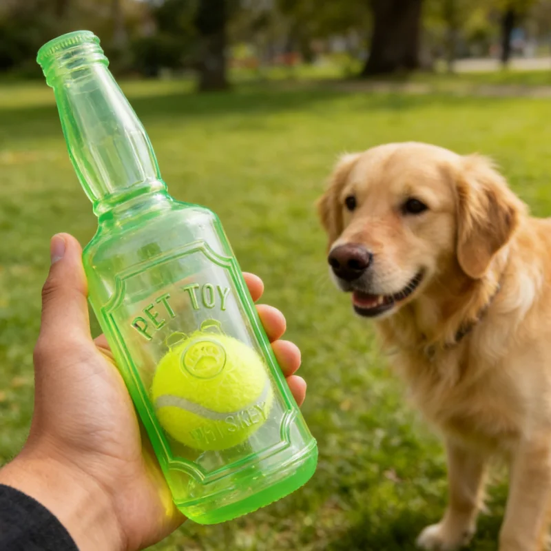 Juguete para perros TPR forma pelota de tenis y botella de vino - imagen 2